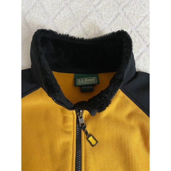 Vintage LL Bean Women’s Black/Yellow Vest Fur Trim Two Front Pockets Sz Petite M - Picture 6 of 15